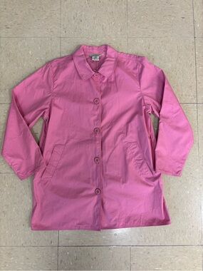 L.L. Bean Cotton Pink Long Sleeve Collared Button Up Lightweight Jacket Petite M